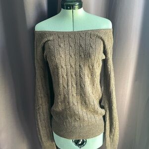 Aeropostale Brown Off-Shoulder Sweater